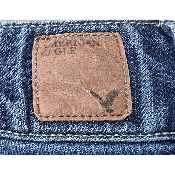 American Eagle Artist Blue Jeans Womens Size 8 Denim Flare Leg Distressed Preppy - Picture 11 of 16